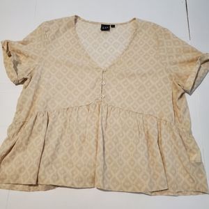 Gap Button Front Peplum Blouse with tone on tone ikat pattern